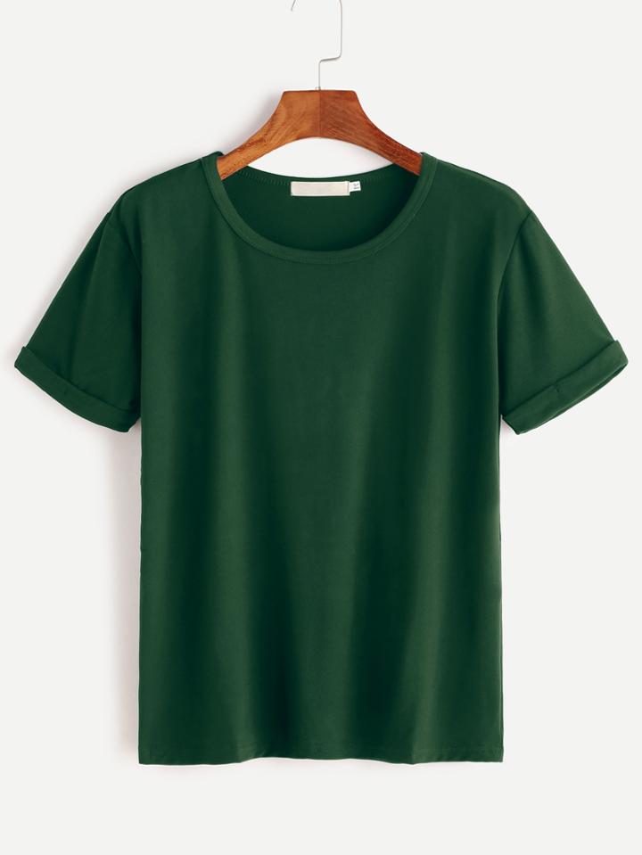 Romwe Rolled Cuff Tee