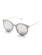 Romwe Grey Frame Metal Arm Clear Lens Sunglasses