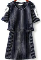 Romwe Vertical Striped Letter Print Dress