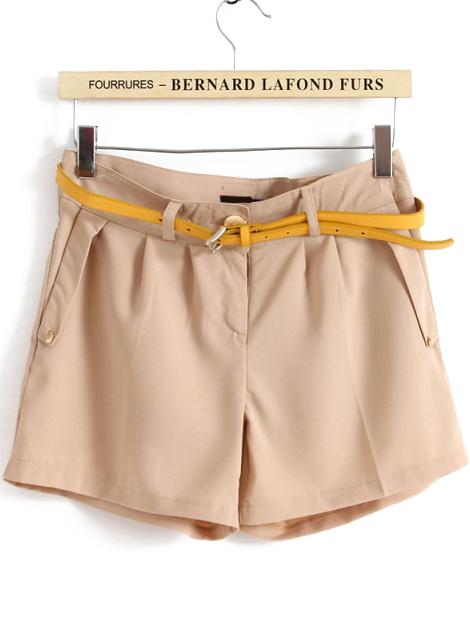 Romwe With Pockets Apricot Shorts