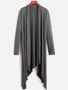Romwe Grey Drape Front Asymmetrical Coat