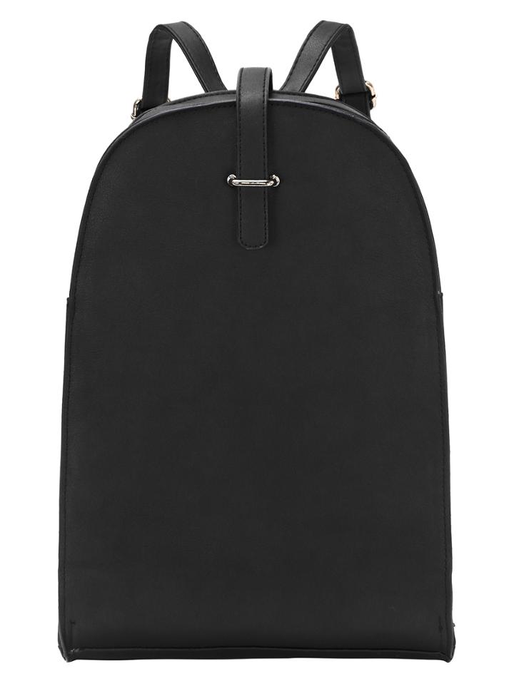 Romwe Faux Leather Top Buckle Accent Backpack