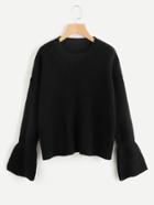 Romwe Bell Cuff Solid Jumper