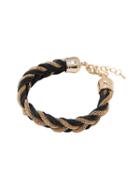 Romwe Chain Black String Braided Bracelet