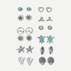 Romwe Tortoise & Shell Stud Earrings 12pairs