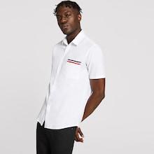 Romwe Guys Striped Pocket Patched Buttoned Shirt