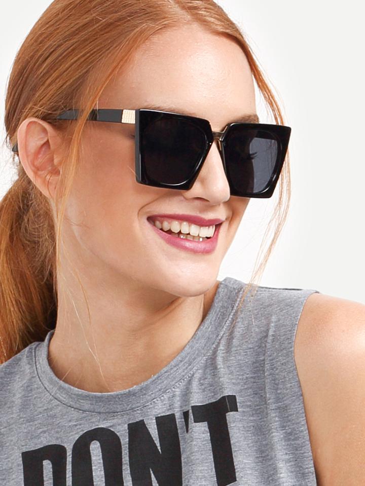 Romwe Black Cat Eye Square Sunglasses