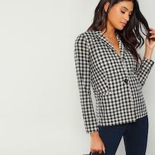 Romwe Notched Collar Button Up Blazer