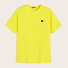 Romwe Guys Neon Yellow Letter Embroidered Patched Tee