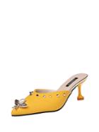 Romwe Butterfly Decorated Point Toe Studded Heels