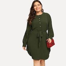Romwe Plus Beaded Solid Dress