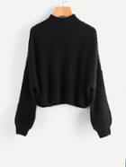 Romwe Drop Shoulder Bishop Sleeve Jumper