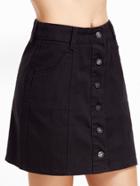 Romwe Black Single Breasted Pockets A Line Skirt