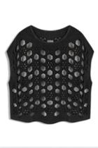 Romwe Romwe Washing Hollow-out Sleeveless Sheer Black T-shirt