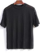 Romwe With Hollow Lace T-shirt