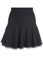 Romwe High Waist Contrast Hem Flare Grey Skirt