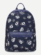 Romwe Calico Print Pocket Front Canvas Backpack