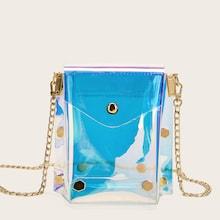 Romwe Clear Iridescent Chain Crossbody Bag
