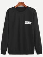 Romwe Black Character Print Sweatshirt