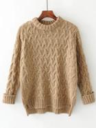 Romwe High Low Cable Knit Jumper
