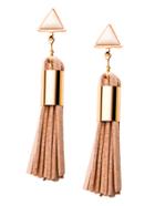 Romwe Gold Metal Triangle Tassel Drop Earrings