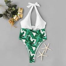 Romwe Random Tropical Cut-out One Piece Swimsuit