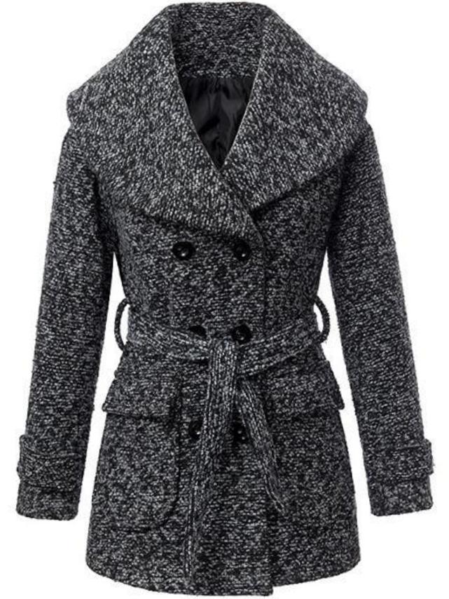 Romwe Lapel Double Breasted Belt Coat
