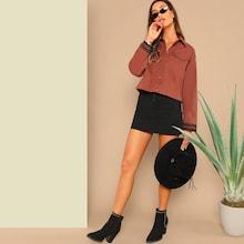 Romwe Contrast Cuff Single Breasted Collar Jacket