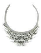 Romwe Punk Style Silver Plated Spike Chunky Statement Necklace