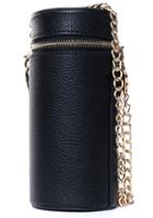 Romwe Black Zipper Cylindrical Chain Pu Bag