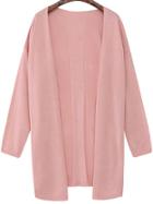 Romwe Long Sleeve Knit Pink Cardigan