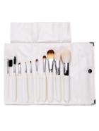 Romwe 10pcs White Professional Makeup Brush Set With Bag