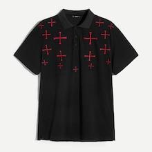 Romwe Guys Embroidery Polo Shirt