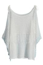 Romwe Self-tie White Tassel Jumper