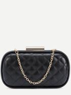 Romwe Black Quilted Pu Evening Bag