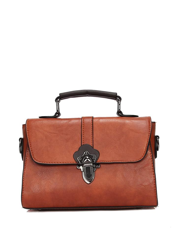 Romwe Push Lock Satchel Bag