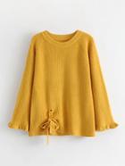 Romwe Ruffle Detail Knot Knitwear