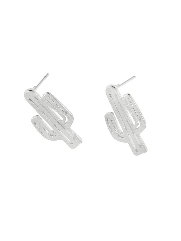 Romwe Cactus Shape Silver Rosegold Earrings
