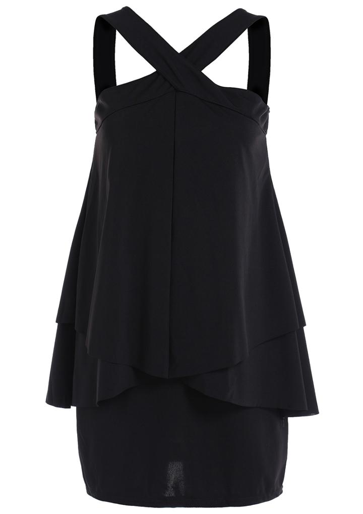 Romwe Straps With Zipper Bodycon Dress