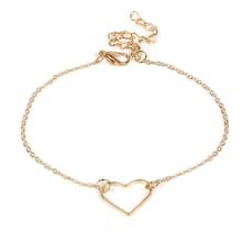Romwe Hollow Heart Detail Chain Anklet