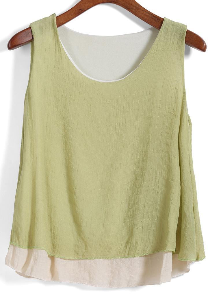Romwe Double Layels Green Tank Top