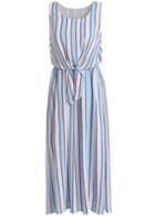 Romwe Vertical Striped Knotted Chiffon Dress