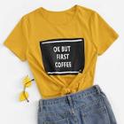 Romwe Color-block Letter Print T-shirt