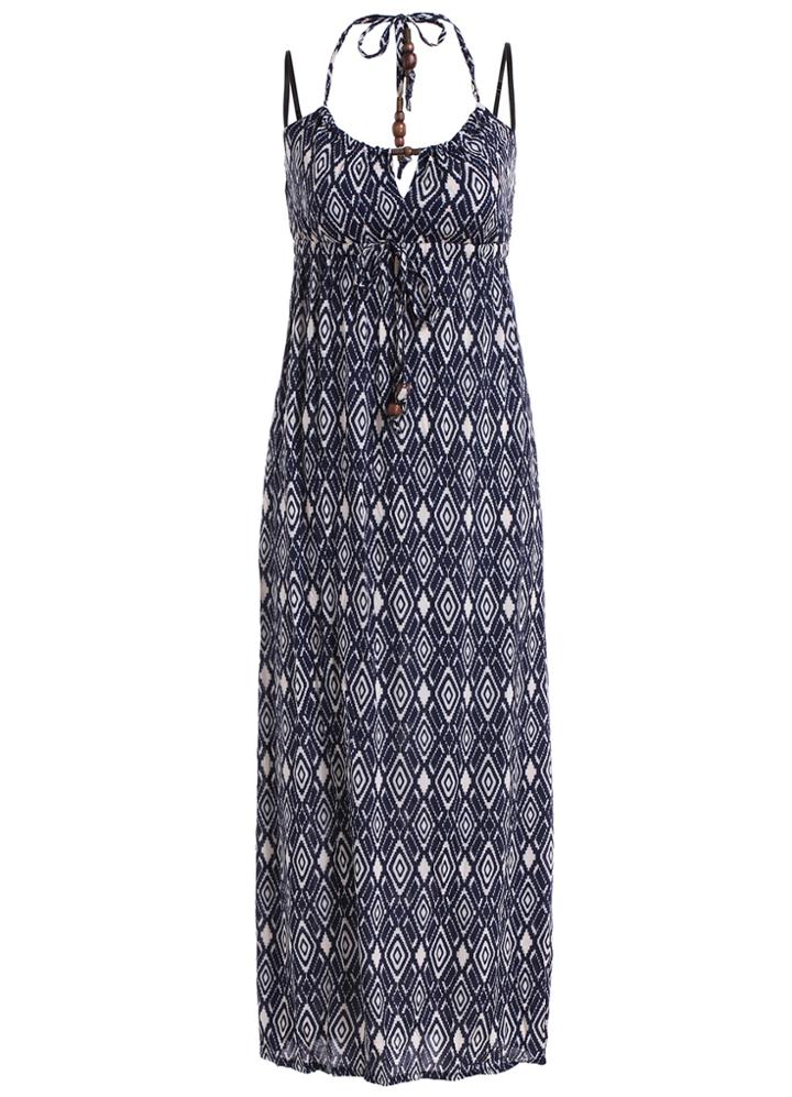 Romwe Halter Geometric Print Dress