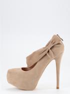 Romwe Apricot Bow Tie Pointed Toe Platform Pumps