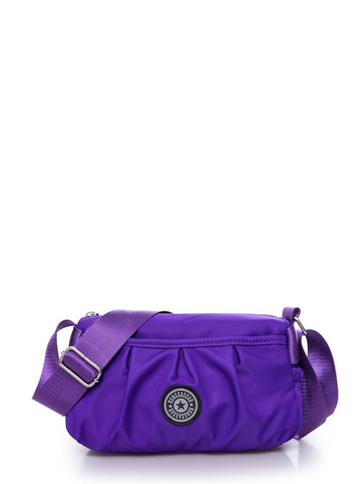 Romwe Badge Detail Zip Closure Crossbody Bag