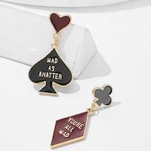 Romwe Heart & Geometric Detail Mismatched Drop Earrings 1pair