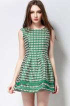 Romwe Crown Print Hollow A-line Dress
