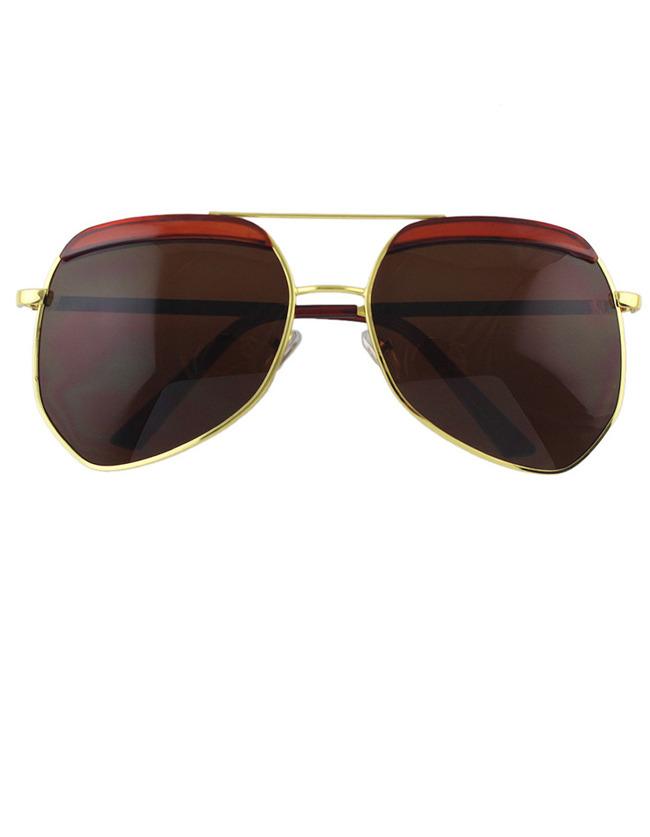 Romwe Coffee Oversized Summer Sunglasses