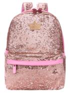 Romwe Pink Sequin Crown Embellished Backpack